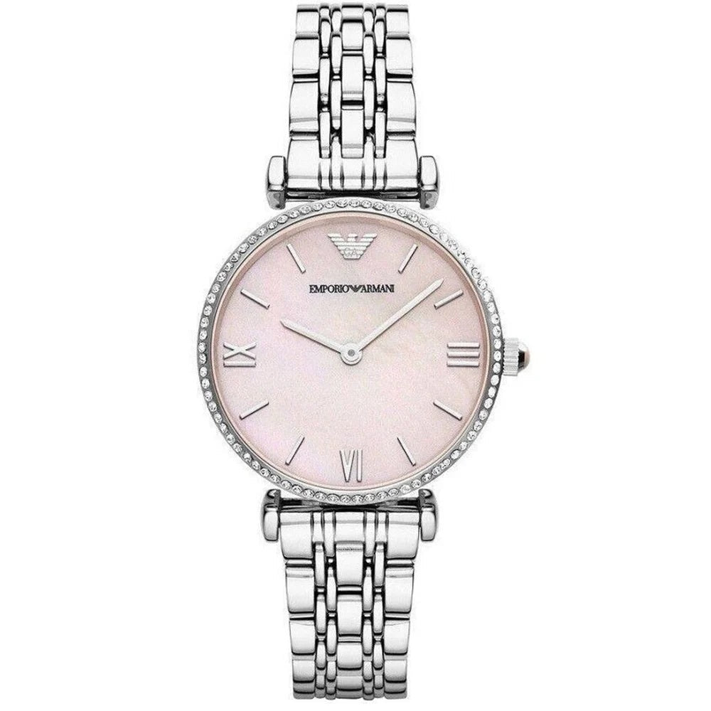 Emporio Armani Gianni T-Bar Silver & Pink Watch - AR1779