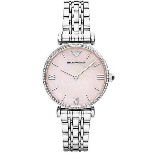 Emporio Armani Gianni T-Bar Women's Silver & Pink Watch - AR1779