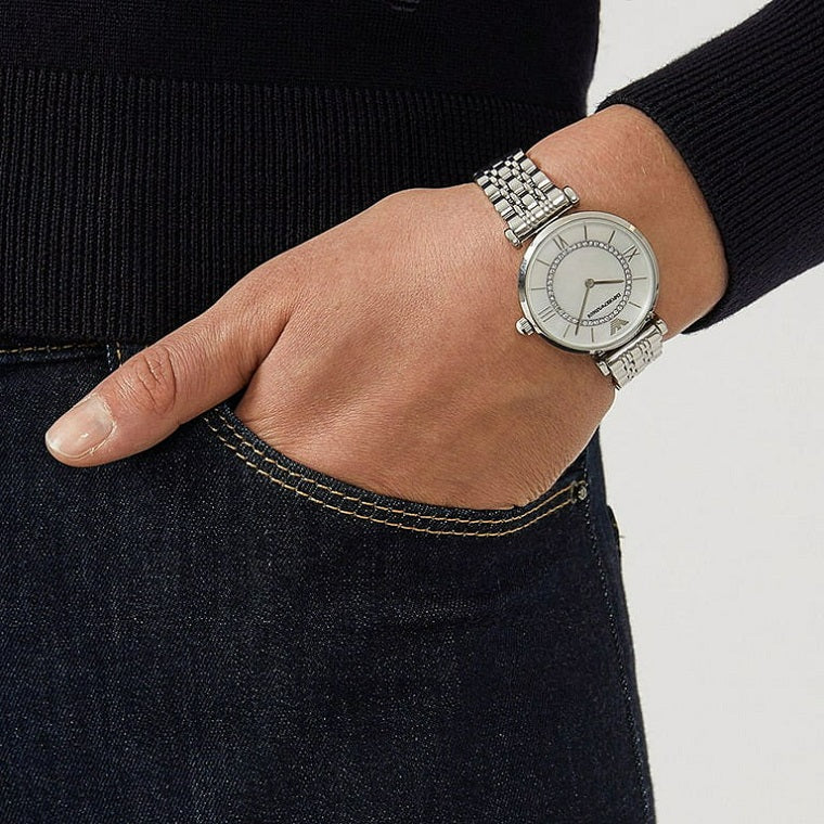 Emporio Armani Gianni T-Bar Women's Silver Watch - AR1908