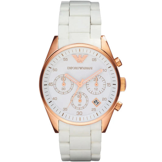 Emporio Armani Sportivo Women's White & Rose Gold Watch