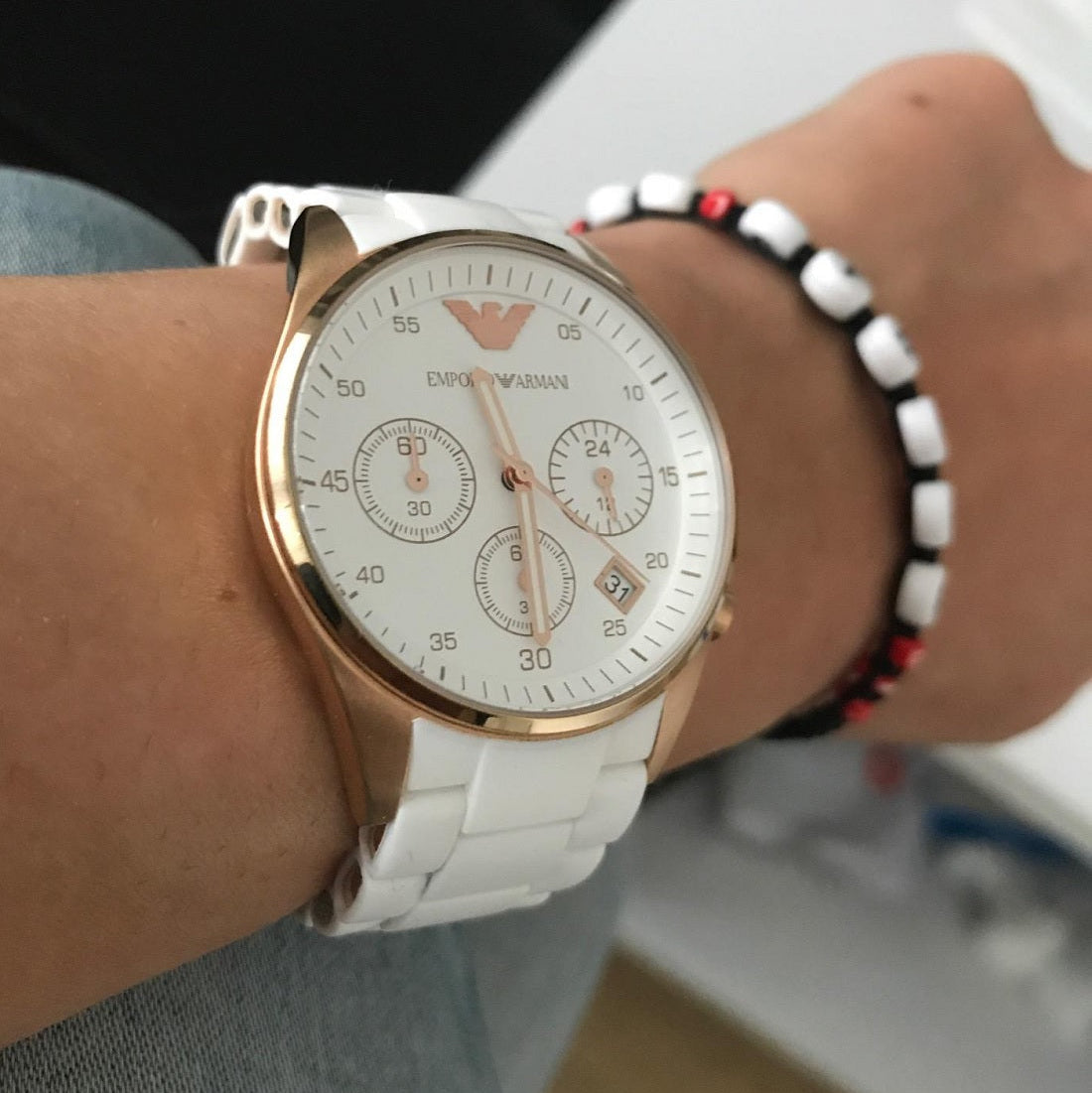 Emporio Armani Sportivo White & Rose Gold Watch - AR5920
