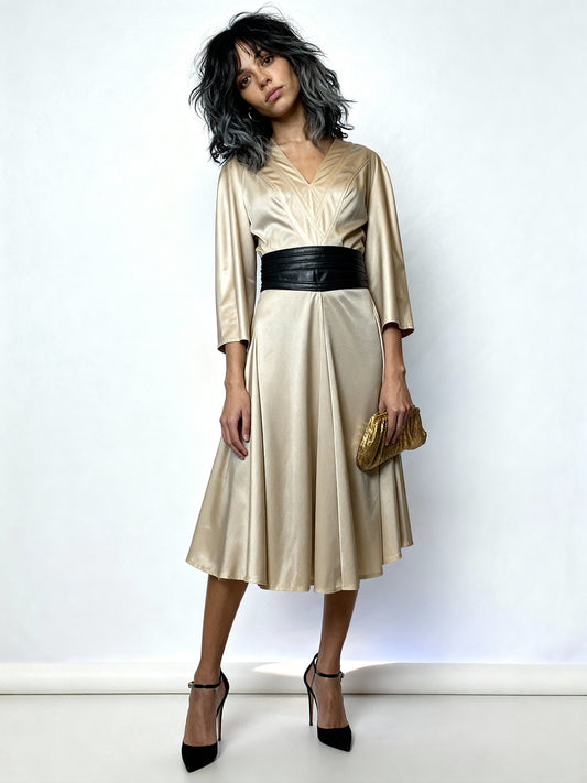 1970s Frank Usher Gold Disco Dress – UK 10–12