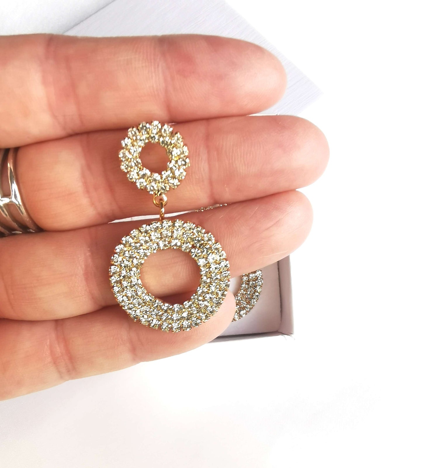 Rose Gold Clara Diamanté Drop image 1