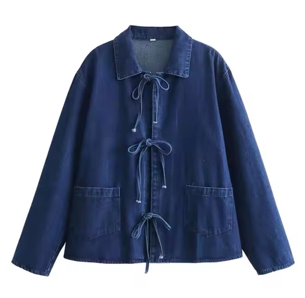 Tie Front Oversize Denim Jacket  image 1