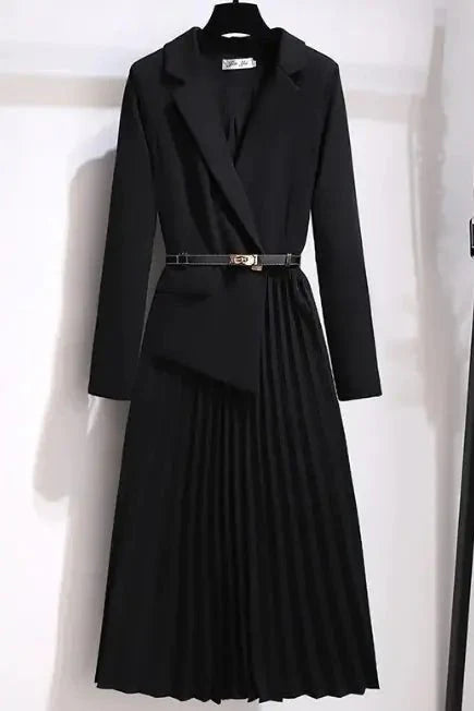 V-neck Tailored Suit Dress With Pockets - 2 Colour Options