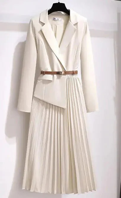 V-neck Tailored Suit Dress With Pockets - 2 Colour Options