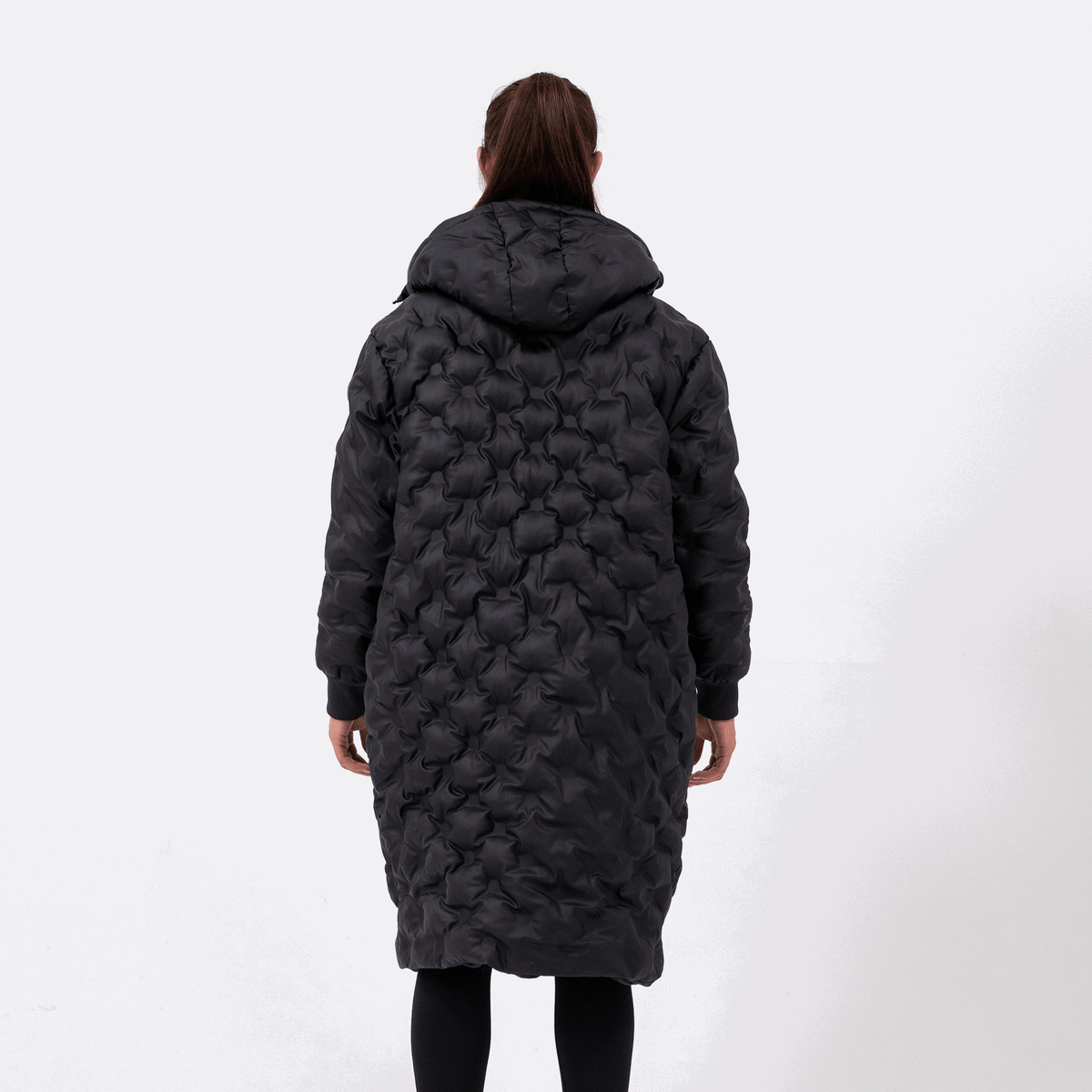 Black Quilted Longline Coat