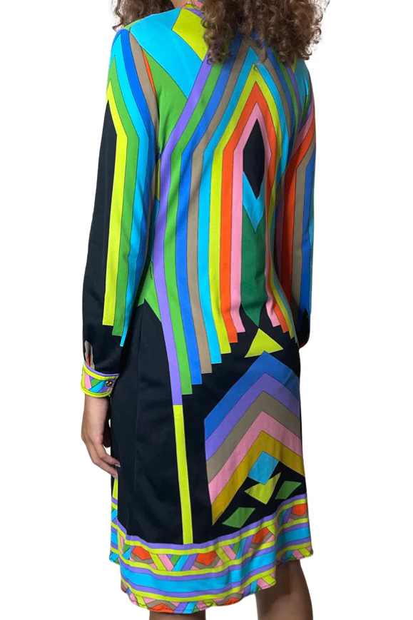 1970's Original Vintage Multi-Coloured Leonard Dress UK 10 - 12