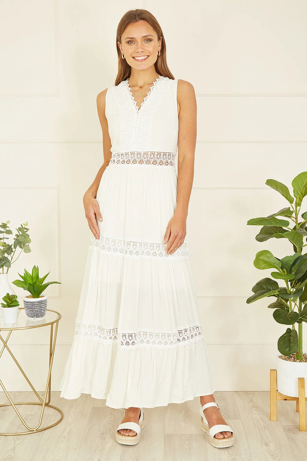 cotton midi sun dress White Lace Trim Sweetheart neck sale: Core Sep 2023 Size:Free Custom Size Estella Elegant High Neck
