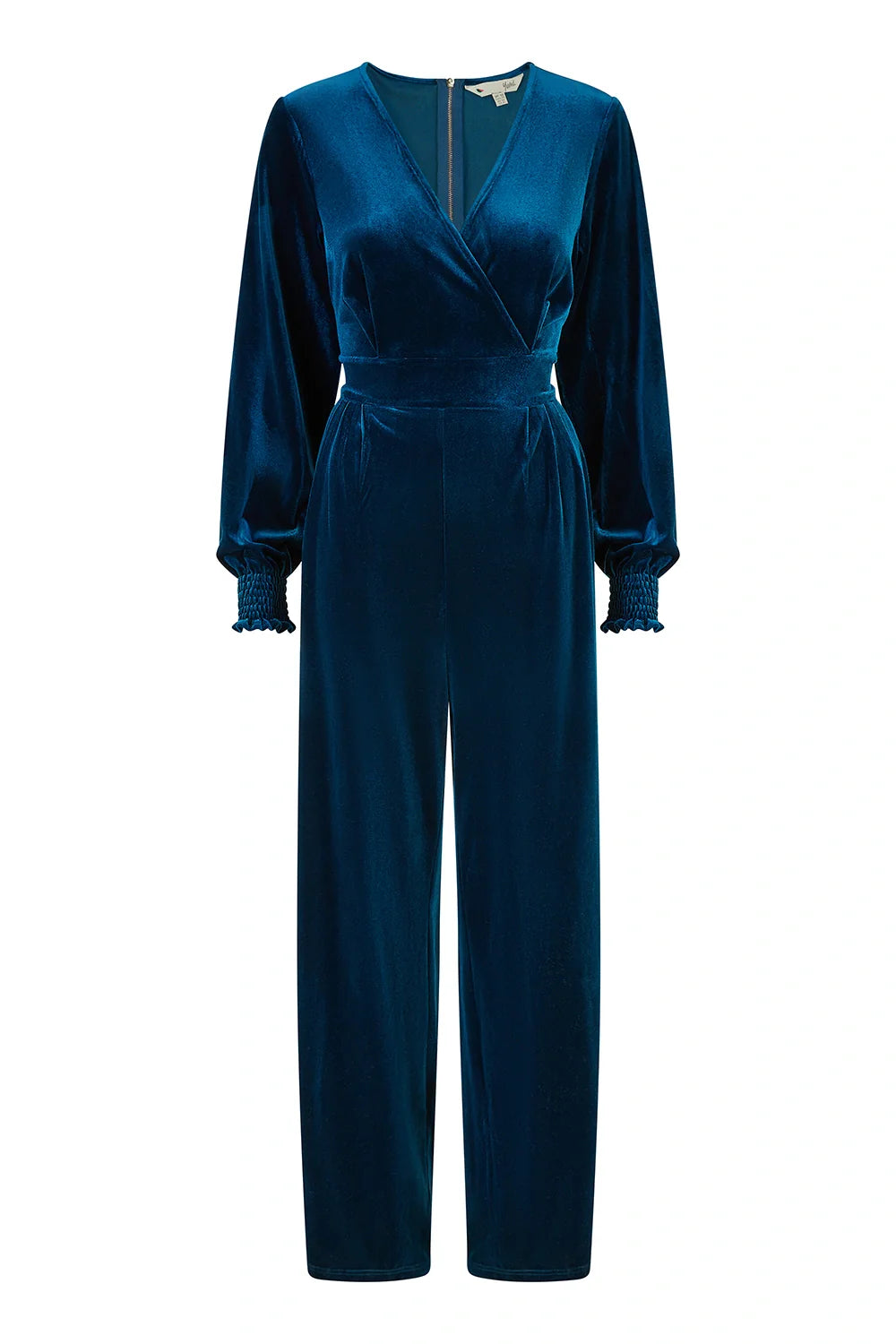 Teal Velvet Wrap Jumpsuit