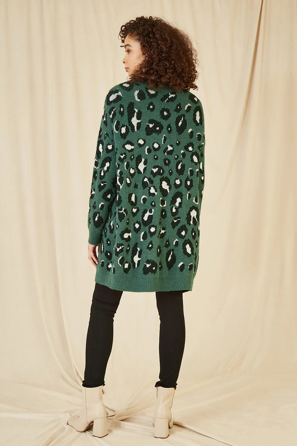 Green Animal Print Cardigan