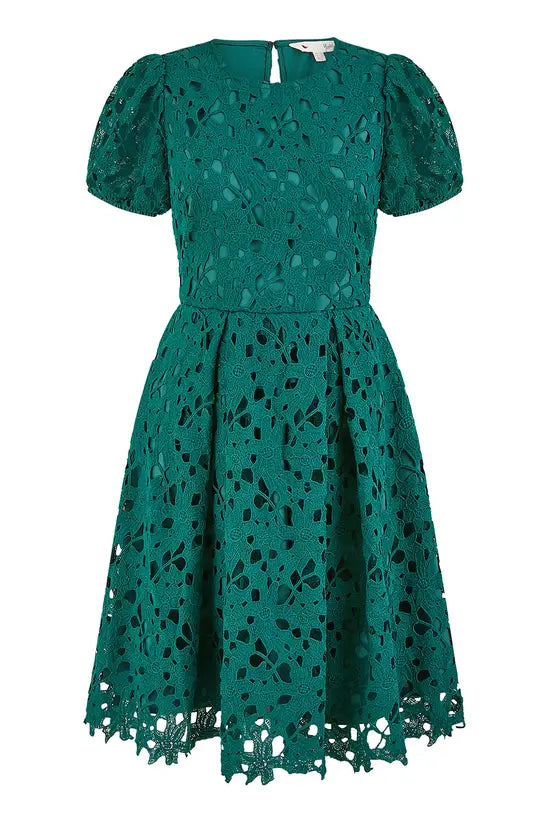 Green Lace Skater Dress