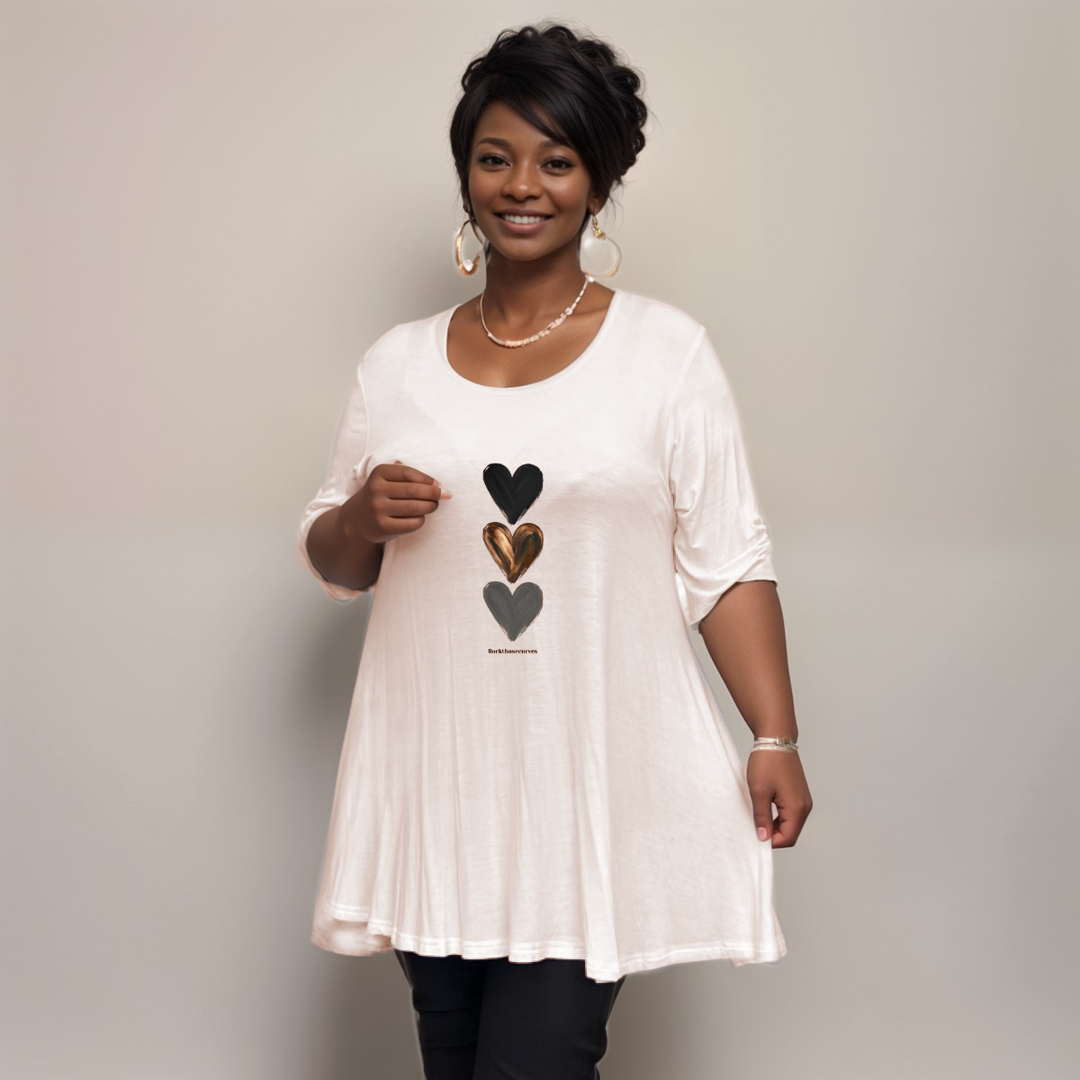Hearts Print Swing T Shirt - 2 Colour Options