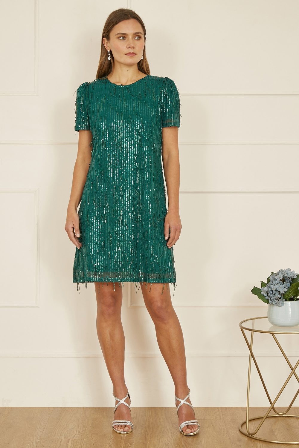Green Dripping Sequin Tunic Dress - Sizes 8 to 26