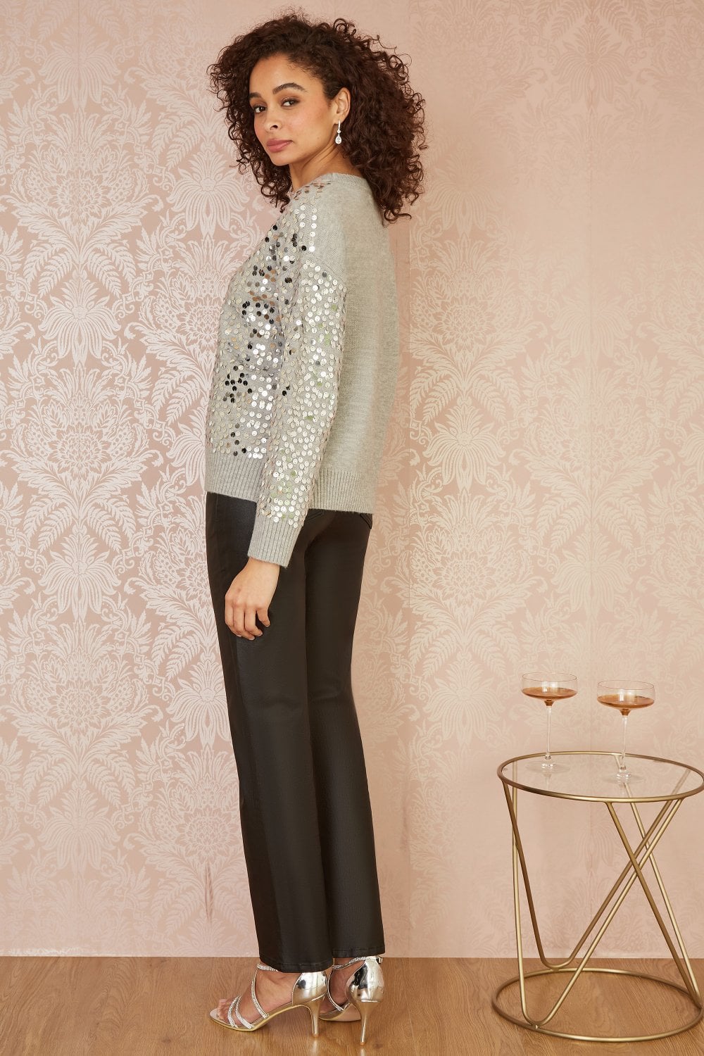 Grey All Over Sequin Relaxed Fit Jumper