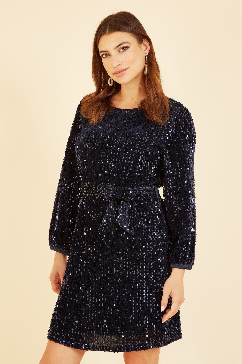 Navy Sequin Smock Dress - Sizes 8 to 26