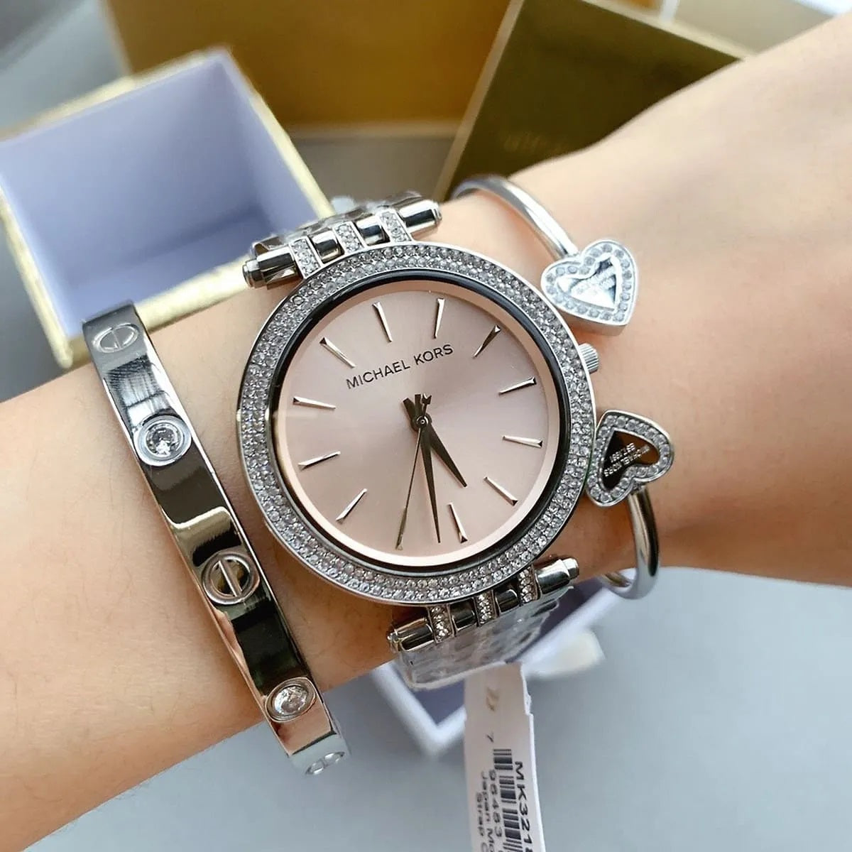 Michael Kors Darci Women's Silver & Pink Watch - MK3218