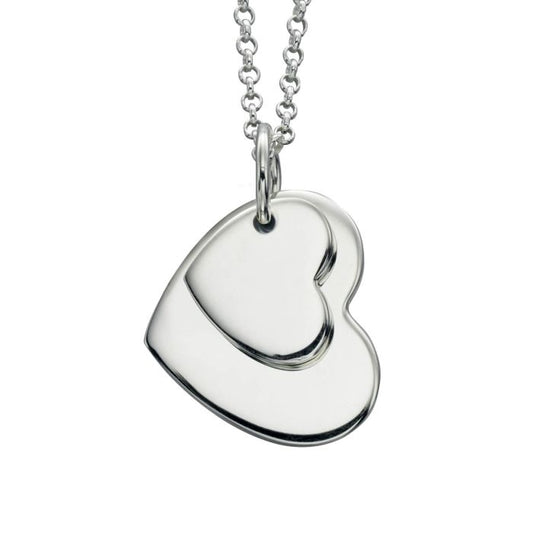 Sterling Silver Double Heart Tag Pendant