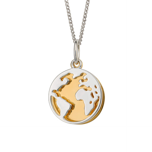 Sterling Silver World Pendant Disc