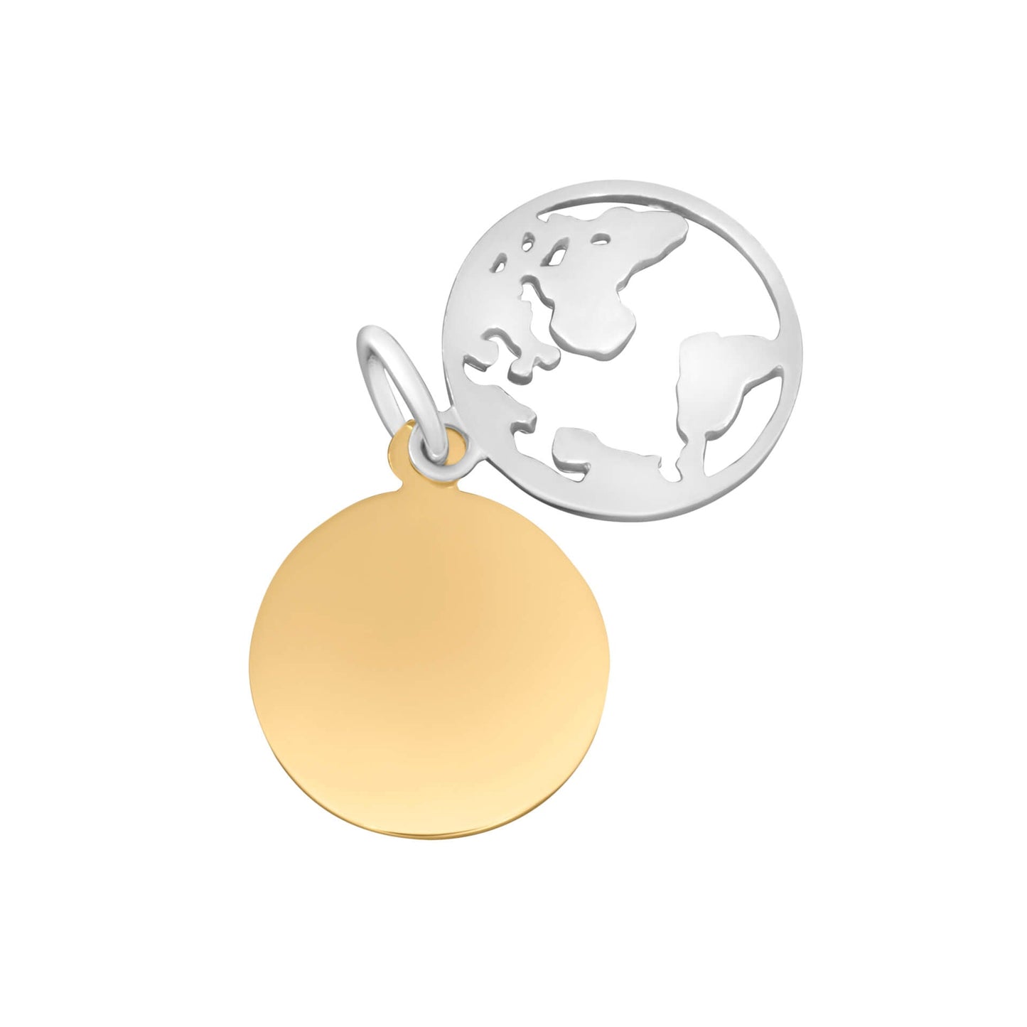 Sterling Silver World Pendant Disc