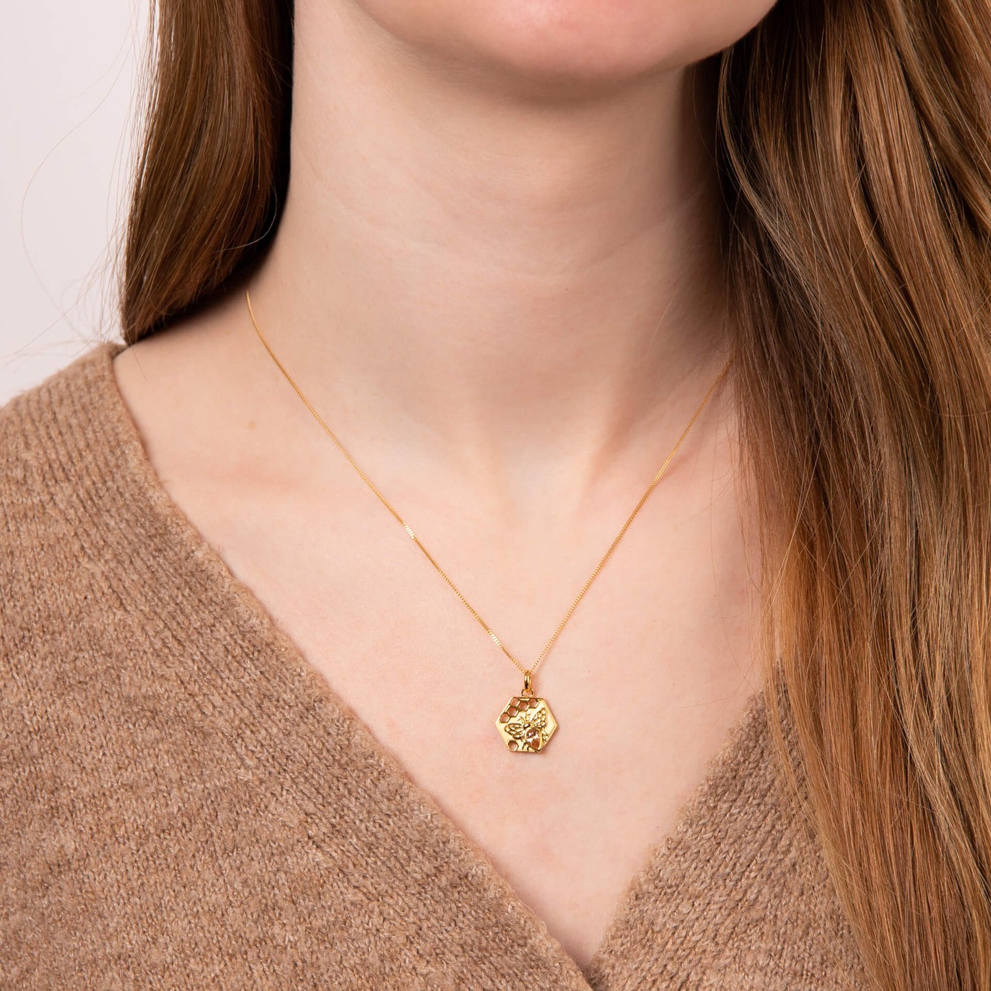 Hexagon Bee Pendant