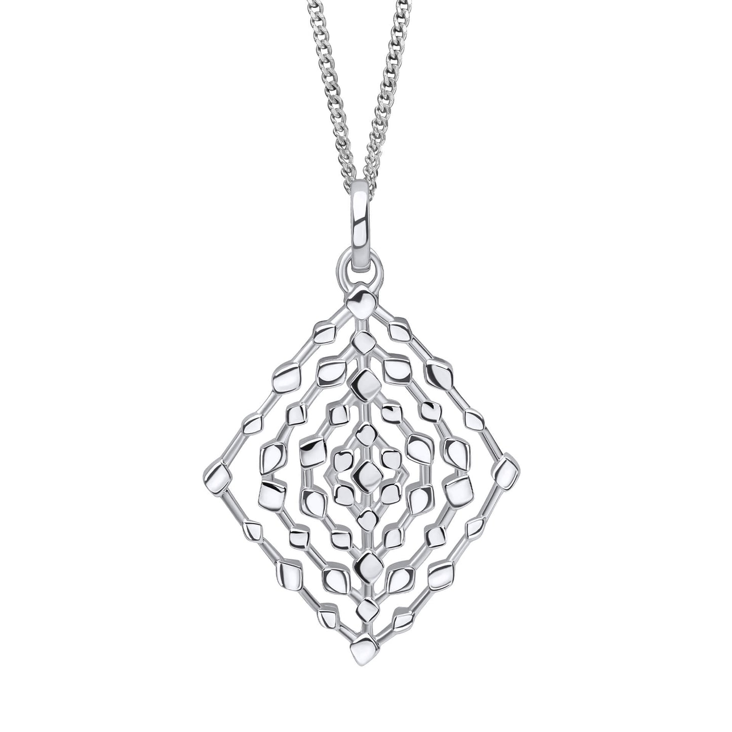 Sterling Silver Geometrical Lace Textured Pendant