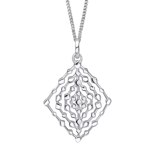Sterling Silver Geometrical Lace Textured Pendant