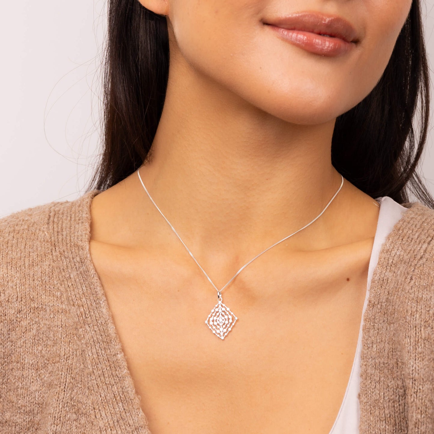 Sterling Silver Geometrical Lace Textured Pendant