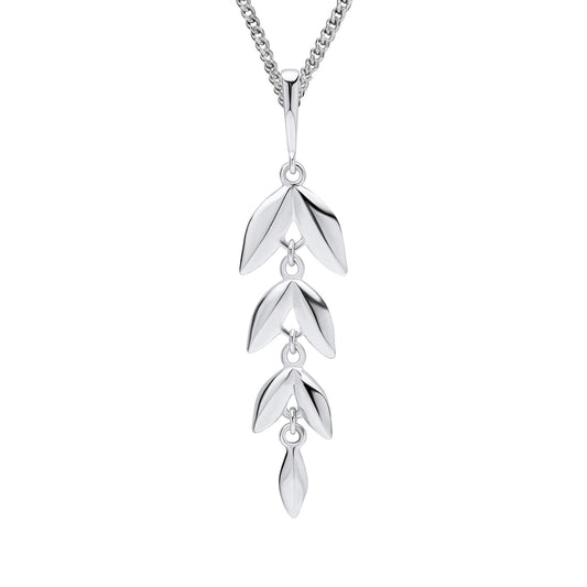 Sterling Silver Long Leaf Drop Pendant