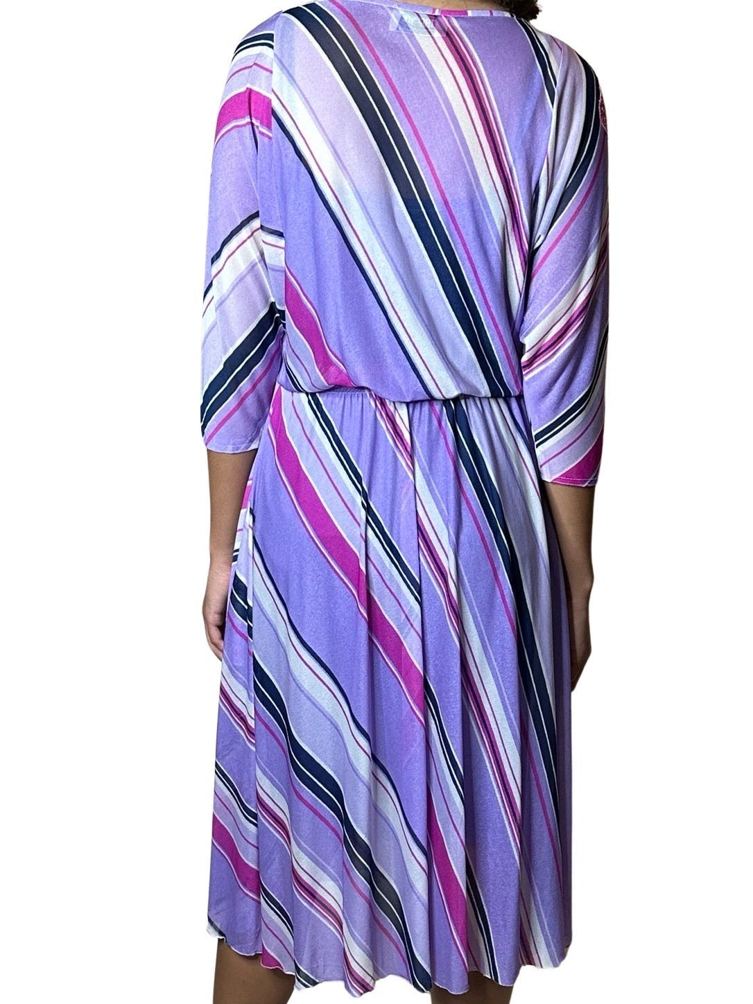 Original 1970's Vintage Virginie Paris Purple Slinky Dress UK 8 - 12