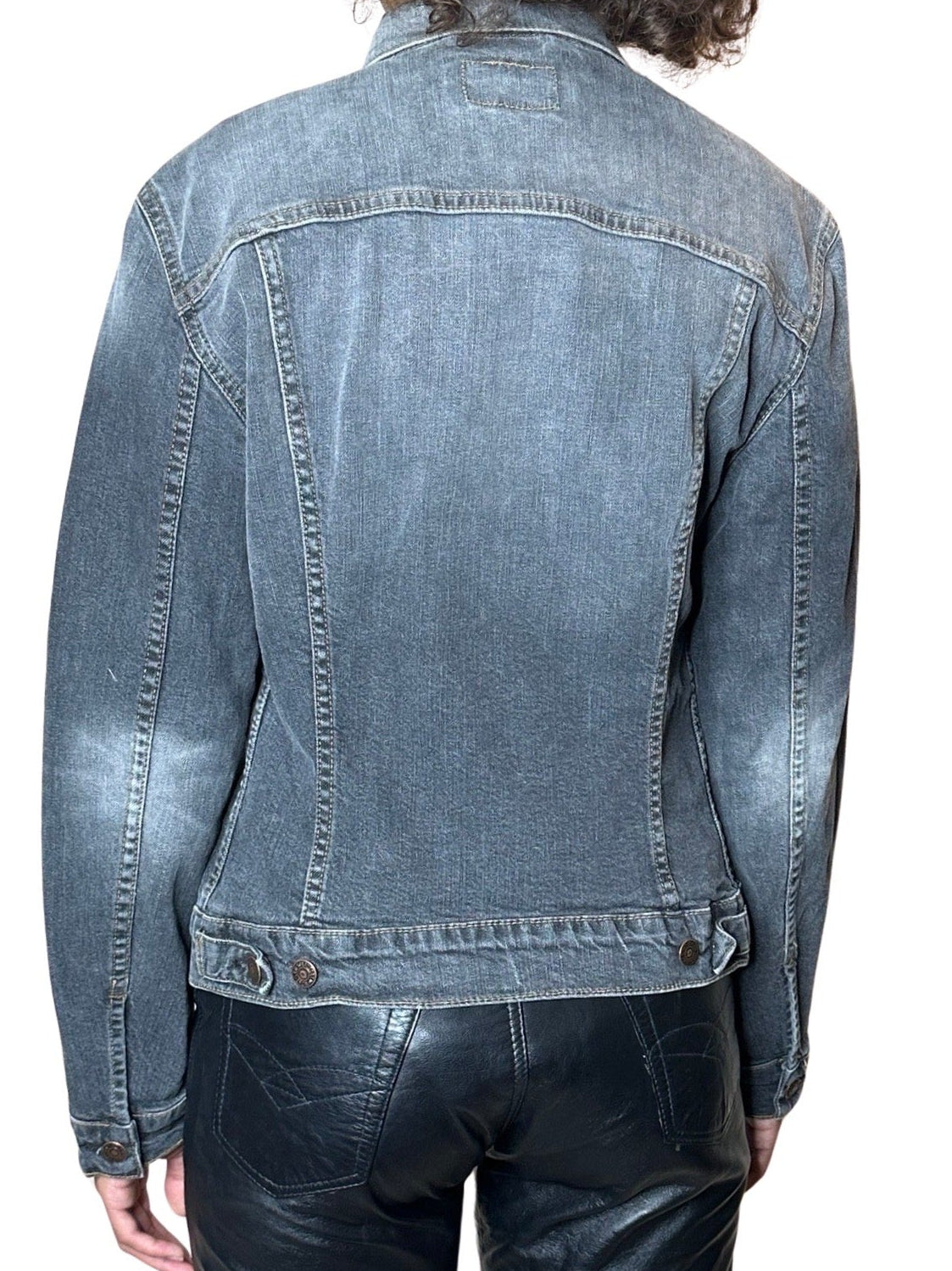 Original 1990's Vintage Grey Washed Out Denim Levis Jacket UK 8 - 12