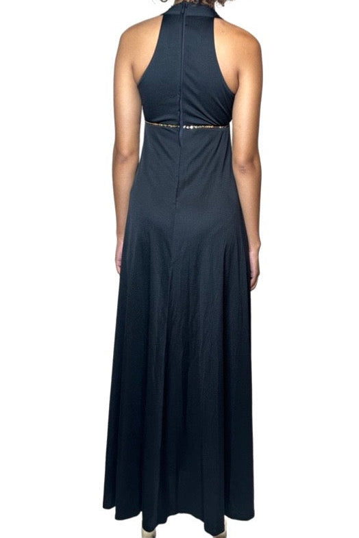 Original 1970's Vintage Black & Gold Sequin Dress by Mr Darren UK 8 - 12