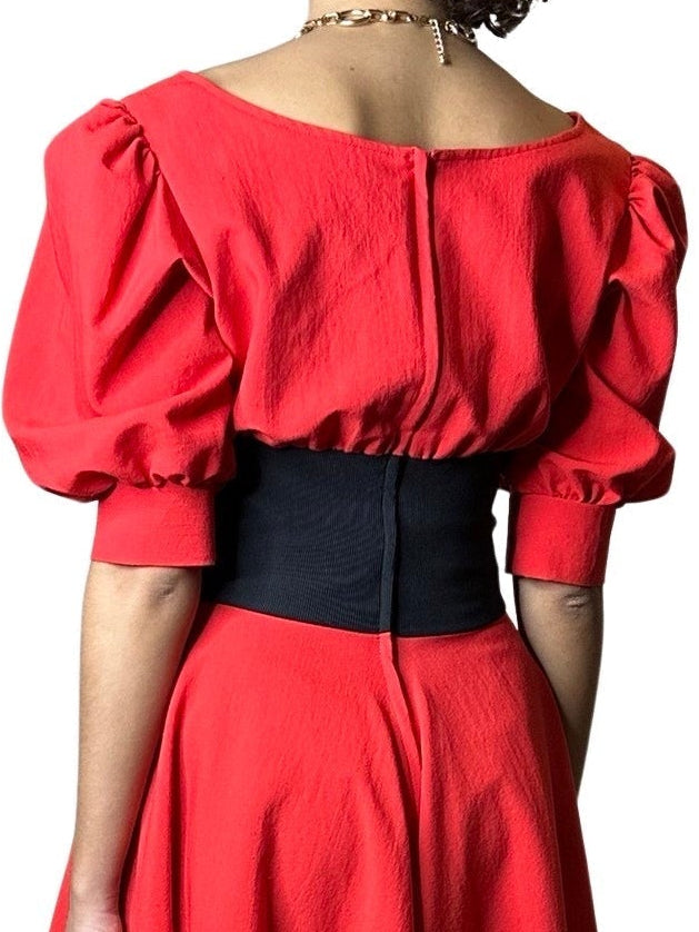 Original 1980's Vintage Zandra Rhodes Bright Red Dress UK 10 - 12