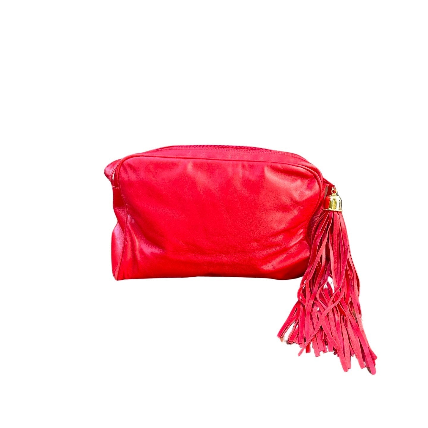 Original Preloved Saks Fifth Avenue - New York Soft Red Leather Gold Studded Shoulder Bag