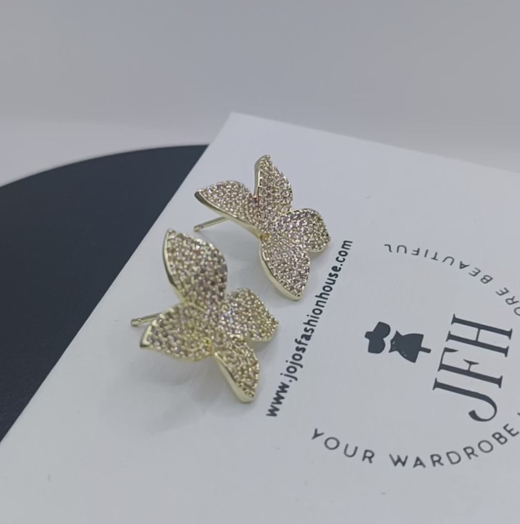 Sienna Diamante Petal Stud - Gold