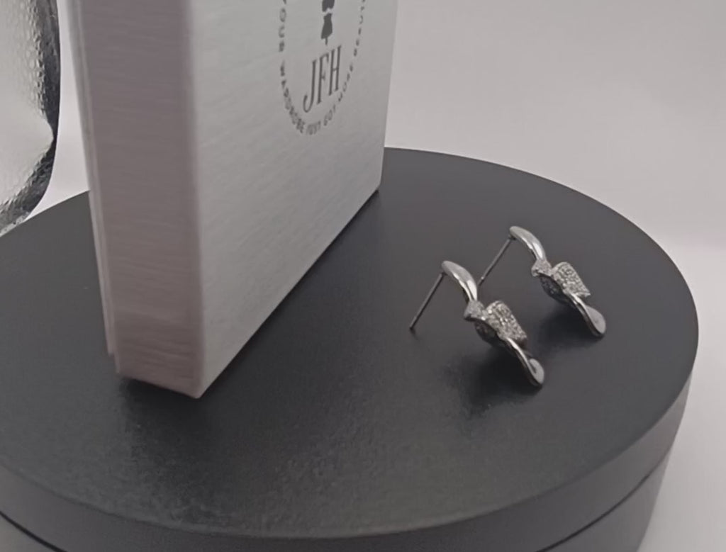 Elise Silver and Diamante Petal Earrings