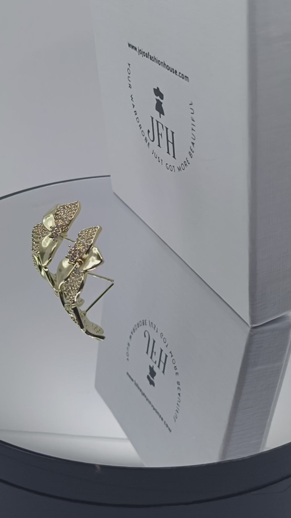 Jasmine Gold And Diamante Petal Earrings