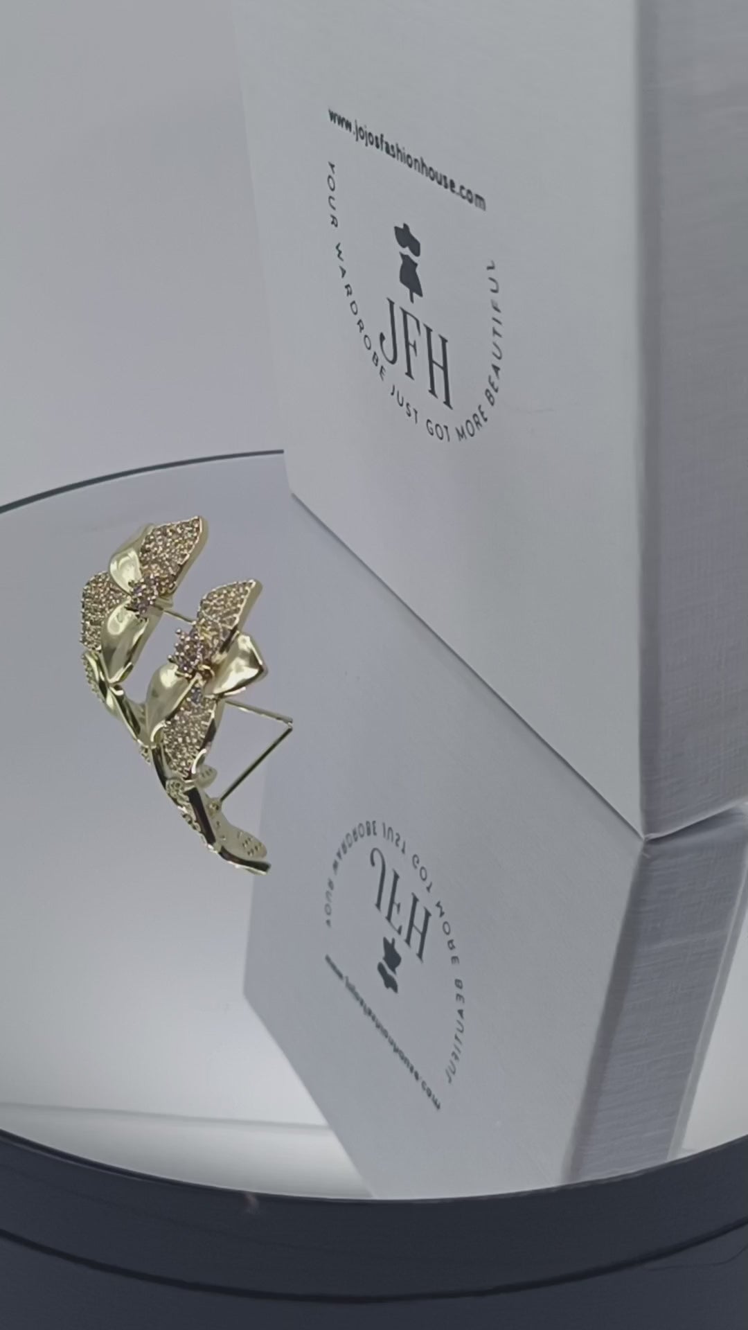 Jasmine Gold And Diamante Petal Earrings