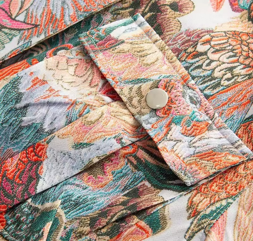 Tropical Jacquard Bomber Jacket