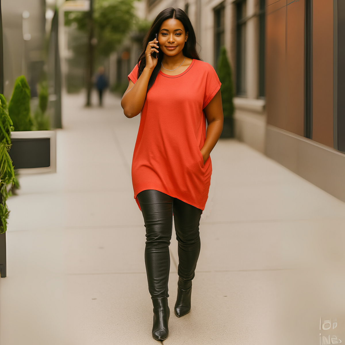 Long Dipped-Hem T-Shirt with Side Pockets - Various Colour Options