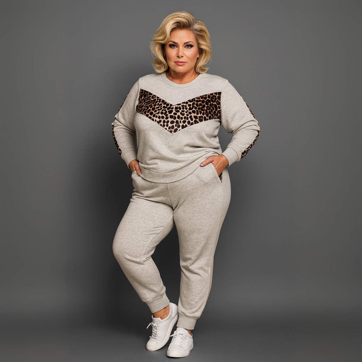 Leopard V-Panel Tracksuit with Pockets - 2 Colour Options