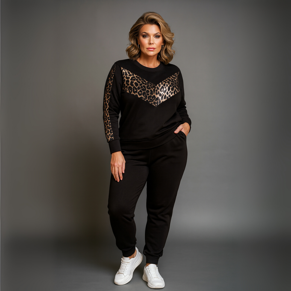 Leopard V-Panel Tracksuit with Pockets - 2 Colour Options
