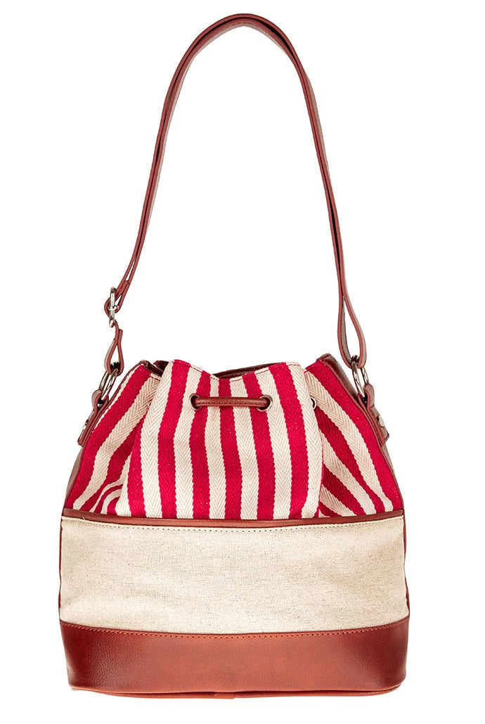 Red & White Stripe Bucket Bag