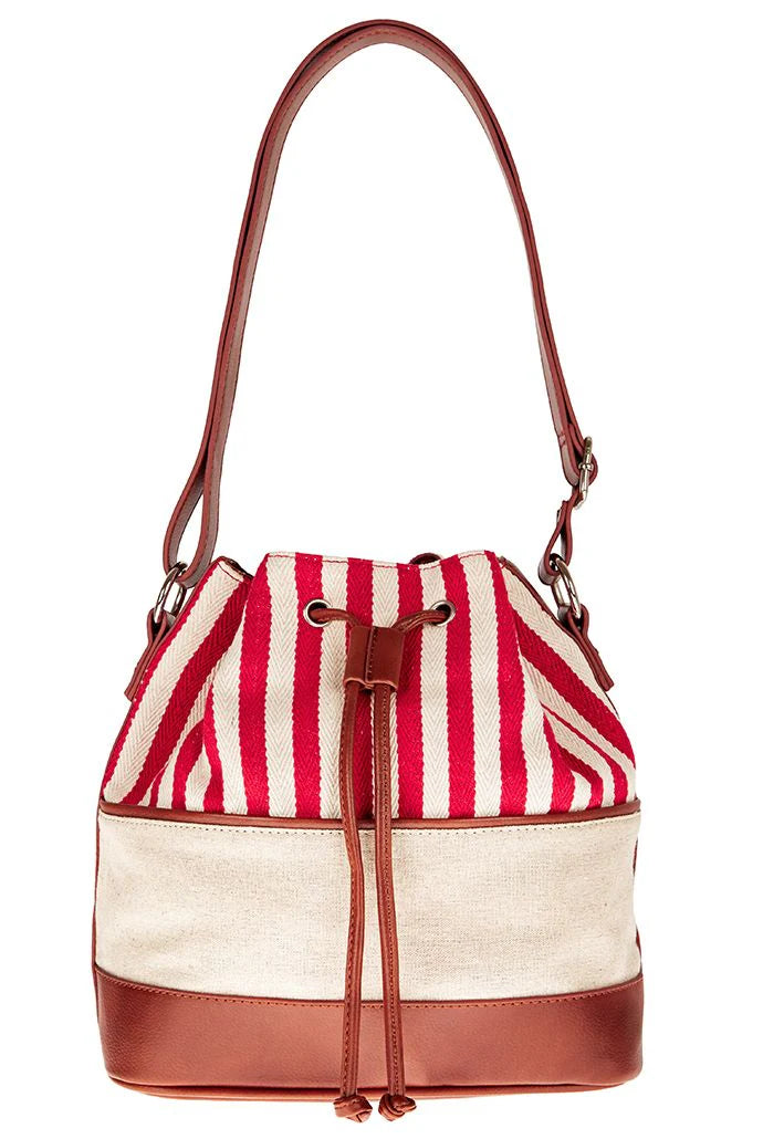 Red & White Stripe Bucket Bag