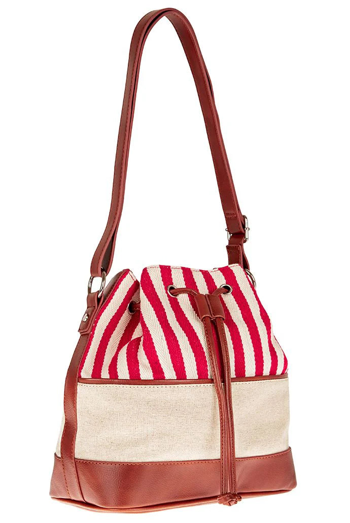 Red & White Stripe Bucket Bag