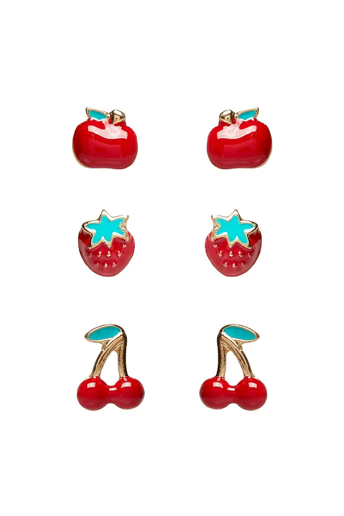 3 Pack Fruit Stud Earrings