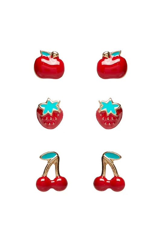 3 Pack Fruit Stud Earrings