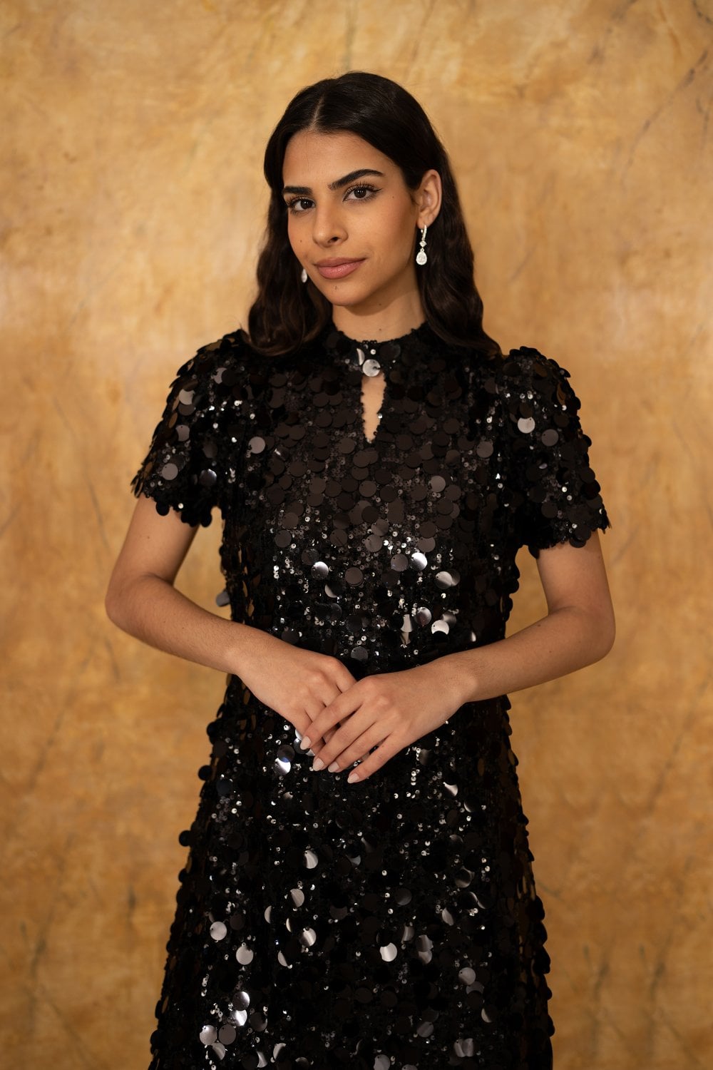 Black Sequin Tunic With Keyhole Neckline - Sizes 8 to 18