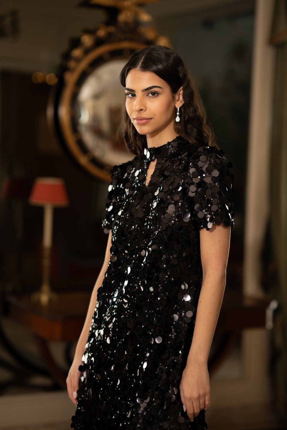 Black Sequin Tunic With Keyhole Neckline - Sizes 8 to 18