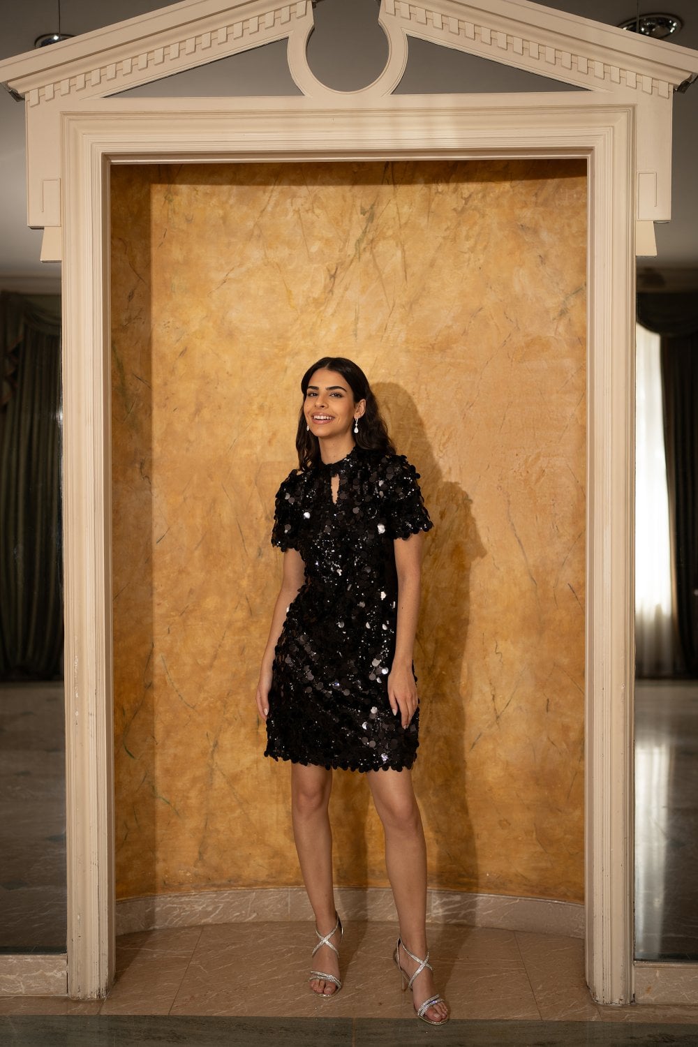 Black Sequin Tunic With Keyhole Neckline - Sizes 8 to 18